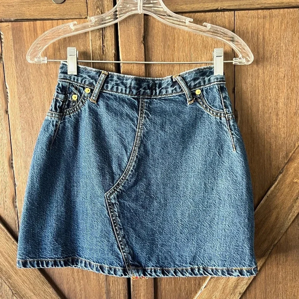 Urban Outfitters BDG Denim Red Zip Front Mini Skirt Size S